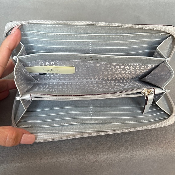 Kate Spade Kenzie Glitter Zip Wallet Shimmering Silver - Picture 6 of 10